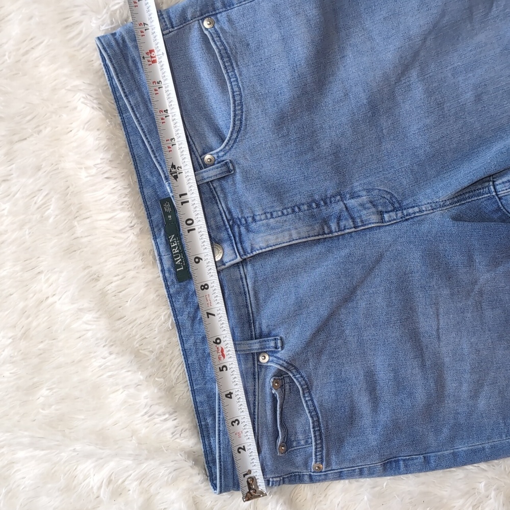 Lauren Ralph Lauren Blue Embroidered Straight Crop Jeans Size 12 - Picture 10 of 13
